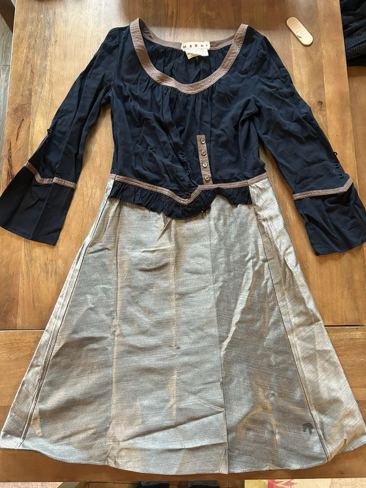 Vestido Vintage Marni Color Block Detalle Botón Largo Medio Talla M Foto 2 de 4