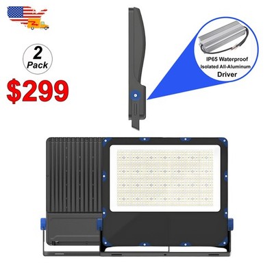 2Pack 400W LED Flood Light Ourside Led Light 150Lm/W Dock BackYard Stadium Light