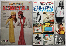 Lot 2 Vintage Aunt Lydia's Rug Yarn Pattern Books Knit & Crochet Clothes, Decor