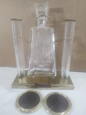 Advertisement Crown Royal Canister Glass Display Holder Tilt Pour W/2 Coasters