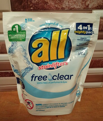 #ad ALL Laundry Detergent 4 In 1 Mighty Packs Free amp; Clear Stainlifers $15.00