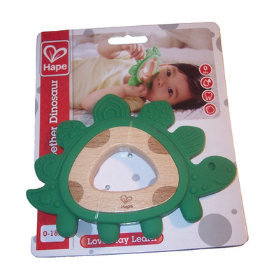 HAPE  Wooden Dinosaur Green Teether Gum Massager BPA free 0-18 Month Baby Toy J2