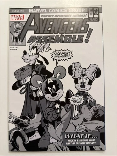 Amazing Spiderman #53 Marvel 1:100 Disney What If B&W Variant Mickey Avengers
