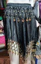 Black Belly Dance Style Skirt Gold Coins Small/med