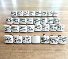 31 Antique Porcelain Apothecary Cabinet Drawer Pulls Knobs Rare Great Condition