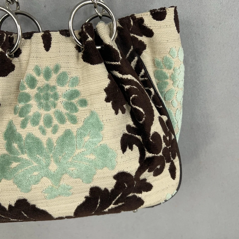 Bolso de Hombro Glenda Gies Mujer Marrón Como Nuevo Floral Brocado Damasco Cadena Cuero Foto 3 de 4