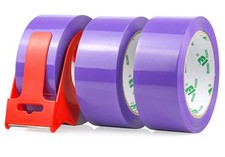 3 Rolls Purple Heavy Duty Packing Tape with red Dispenser, Packaging Tape 1.8...