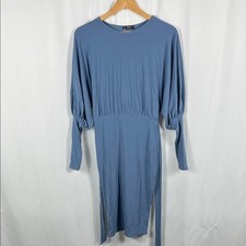 SHEIN Long Sleeve Blue Dress Women's Small Tie Around Waist Machine's Washable