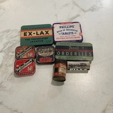 Lot Of 8 Vtg Laxative Tins