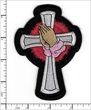 18 Pcs Embroidered IronOn patches Praying Hands Christian Cross 78x110mm AP047cP