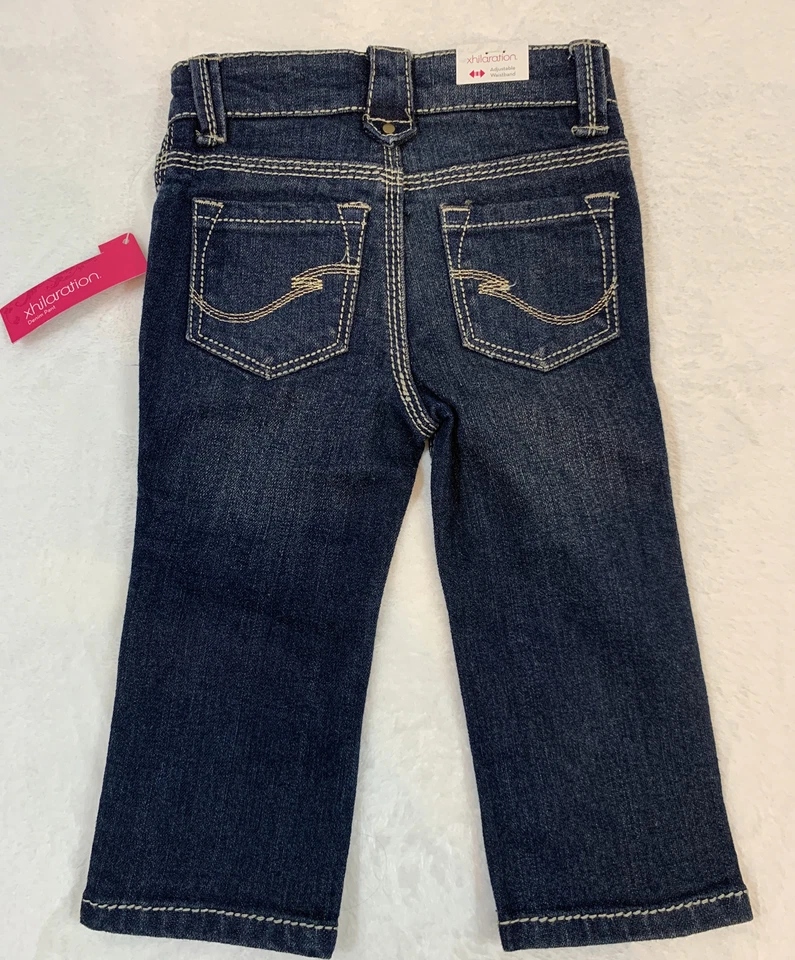 Pantalones de mezclilla azules Xhilaration 18 meses bordados adornados lavado oscuro nuevos con etiquetas Foto 2 de 4