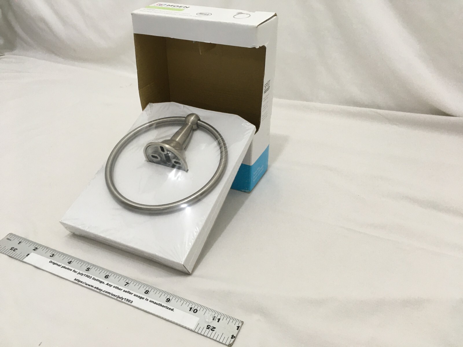 (1) NEW Moen Sage Towel Ring w/ Spot Resist BRUSHED NICKEL DN6886BN