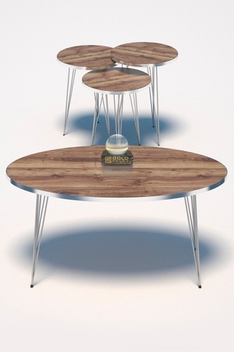 Walnut Nesting Side Tables And Coffee Table-Set Of 4-3 End Tables-Stacking Side - Picture 2 of 4