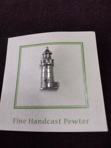 New Pewter Fine Handcast Lighthouse Lapel Pin 1" - Picture 2 of 4