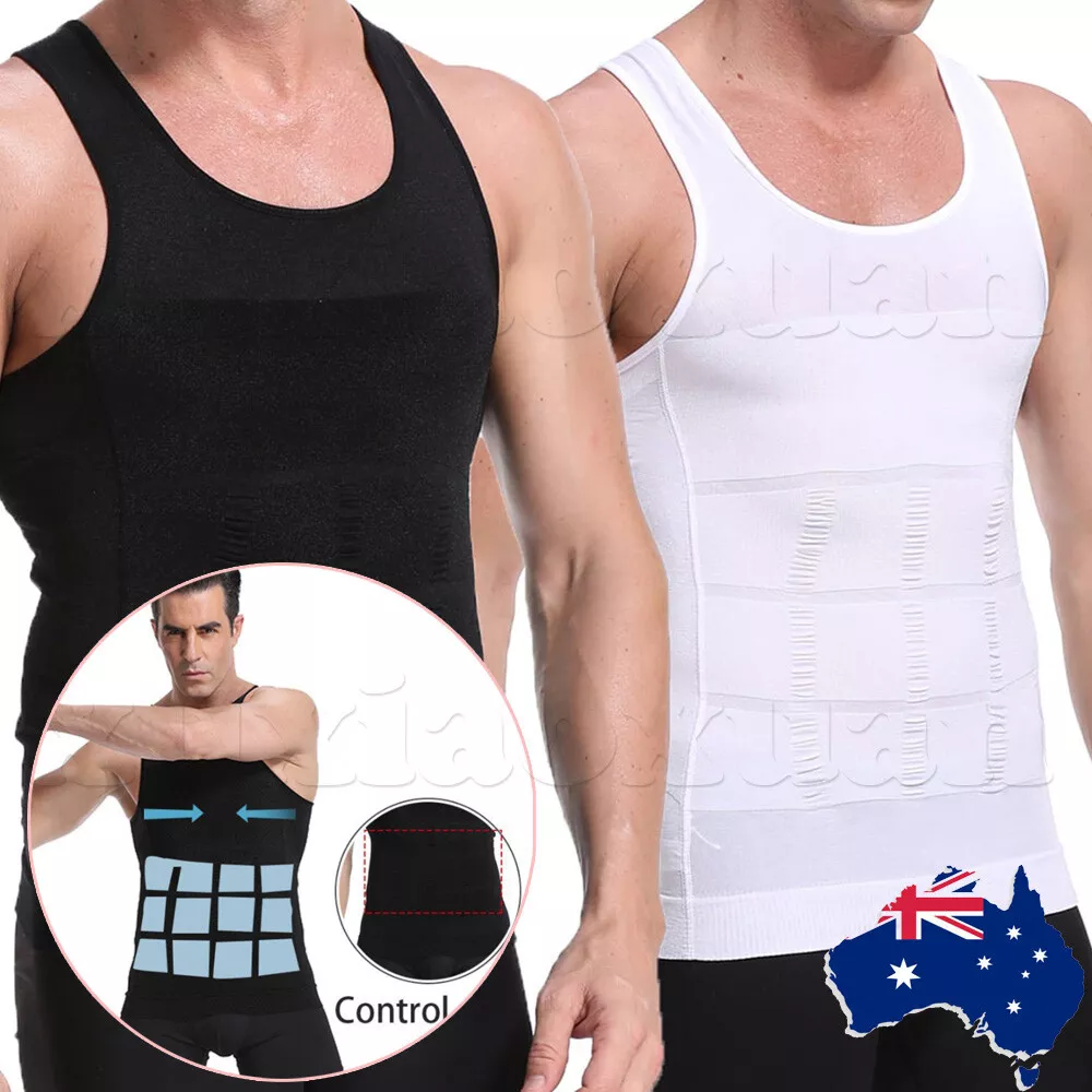 Mens Slimming Body Shaper Male Compression Shirt Shapewear Vest Tank Tops ⭐  D c1