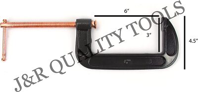 NEW  6''  Inch C-Clamp w/ Iron Body & Copper Plated Steel Screw C-Clamp