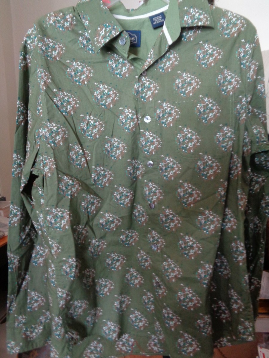 New NAT NAST Retro 60's Green +White Blue Mauve Design Long Sleeve