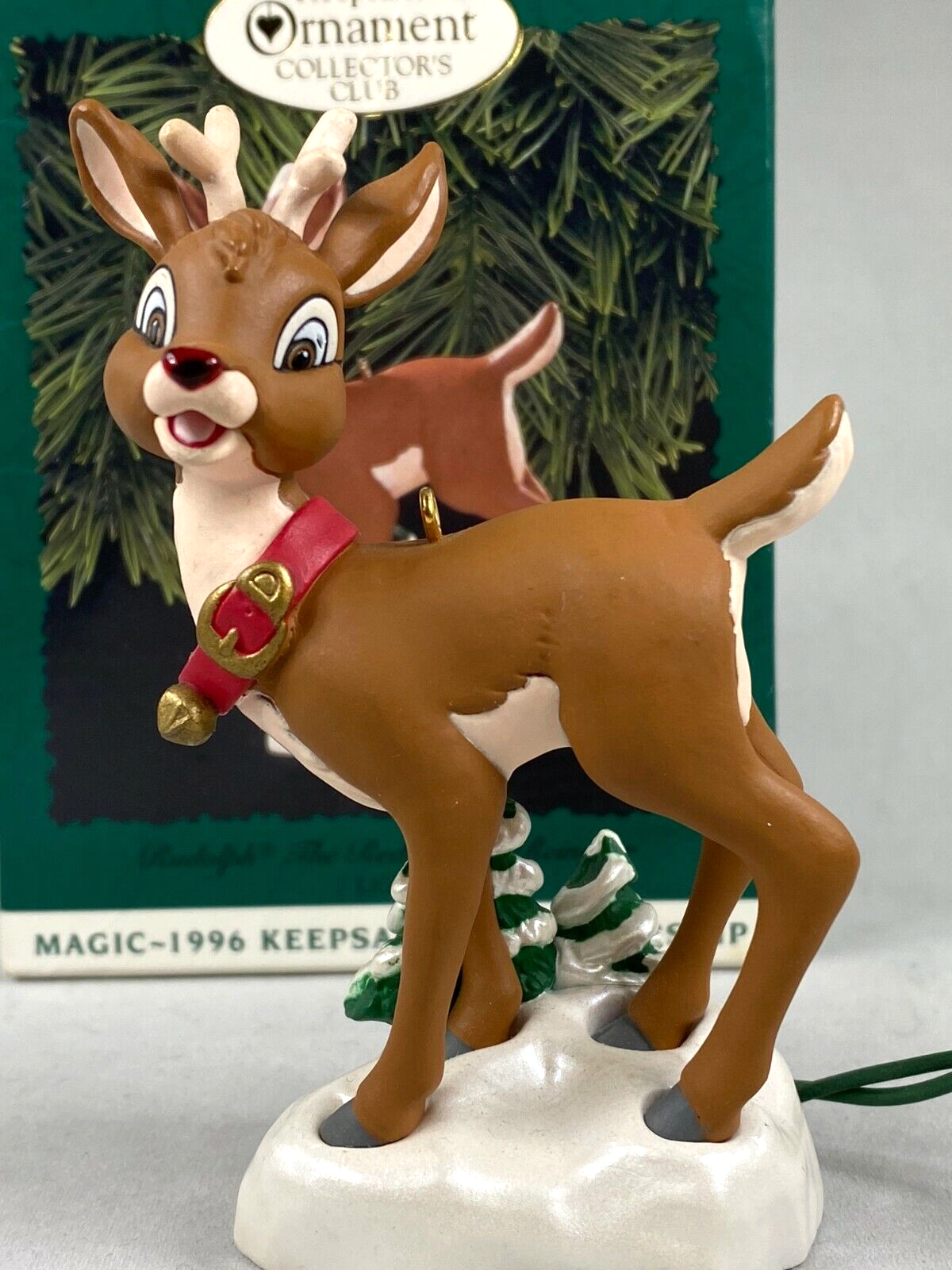 Hallmark 1996 Rudolph the Red Nosed Reindeer Ornament with Magic Light Up Nose