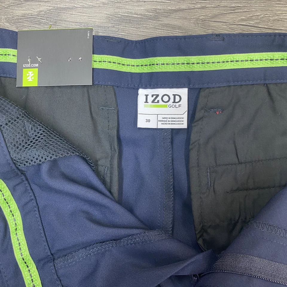 Pantalones cortos de golf IZOD para hombre talla 30 frente plano calce recto azul Foto 3 de 4