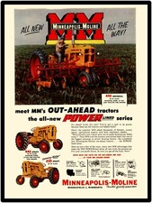 Minneapolis Moline 445 Tractor Metal Sign - 24" x 30" USA STEEL XL Size - 7 lbs