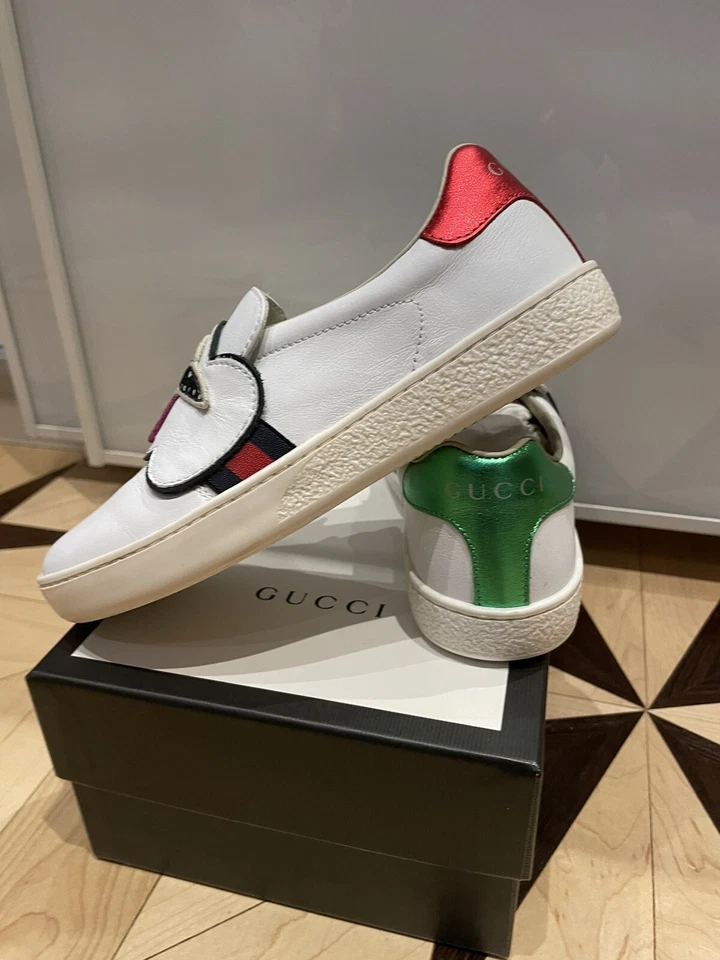 Gucci Spaceship Zapatillas de Cuero Blanco Unisex Niño Niña Nuevas en Caja Talla US13/EU31 RTL $430 Foto 4 de 4