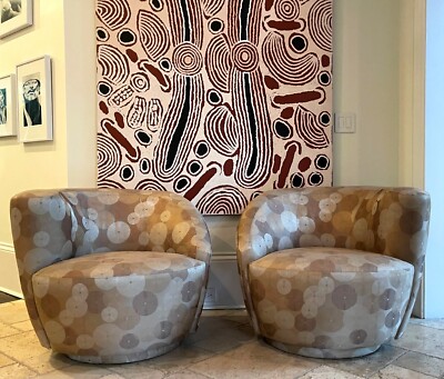 Pair Nautilus Swivel Club Chairs by Vladimir Kagan