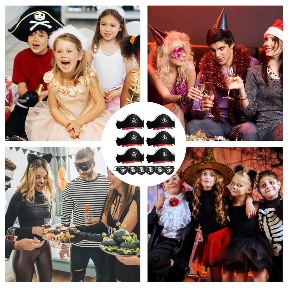 12/18 X Halloween Pirata Juegos con disfraces Conjunto de fiesta Parches de ojo de pirata Bandera pirata Calavera Foto 4 de 4