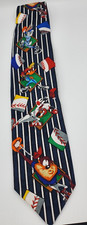 Vintage Looney Tunes Mania Tie-Striped Baseball Bugs Bunny  Friends-61"L/3.75"W