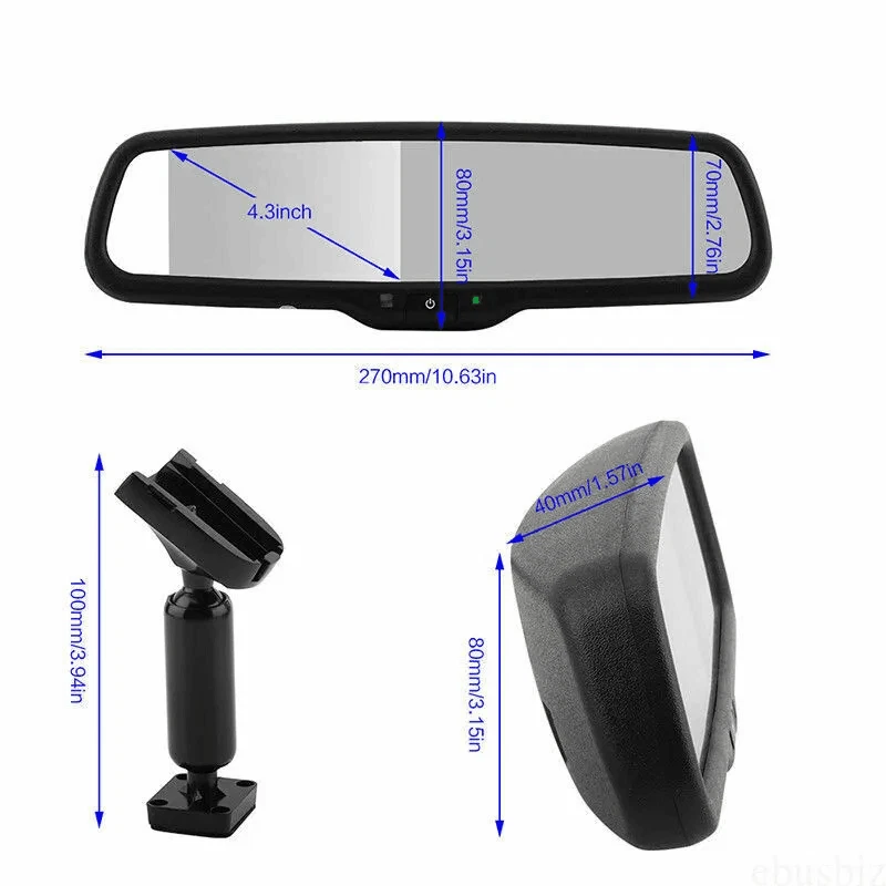 4.3'' Rear View Mirror Monitor OEM Bracket Reversing Backup Camera For Ford Jeep - Image 3 of 4