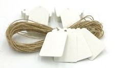 10/25/50/100 Scallop Rectangular Kraft Gift Tags Paper Card Label + Free Strings