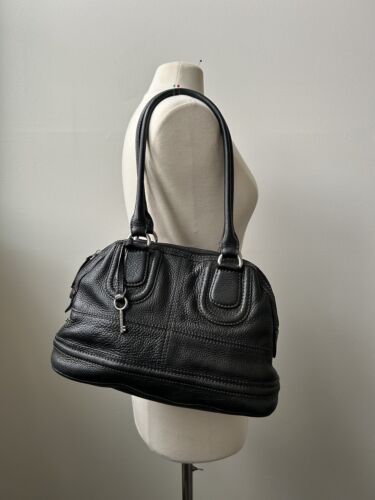 Fossil Vintage  Black Leather Shoulder Bag Y2k