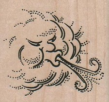 Wind Blowing 2 1/4 x 2" Rubber Stamp, Celestial Stamp, Wind Stamp