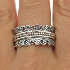 OR PAZ PZ 925 Sterling Silver Vintage Israel Floral Rotating Ring Size 10.75