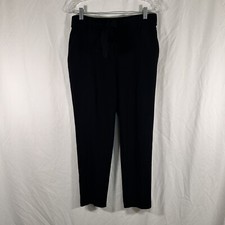 Nine West Dress Pants Women's 2 Black Button Zip Tie Pockets Textured High Rise