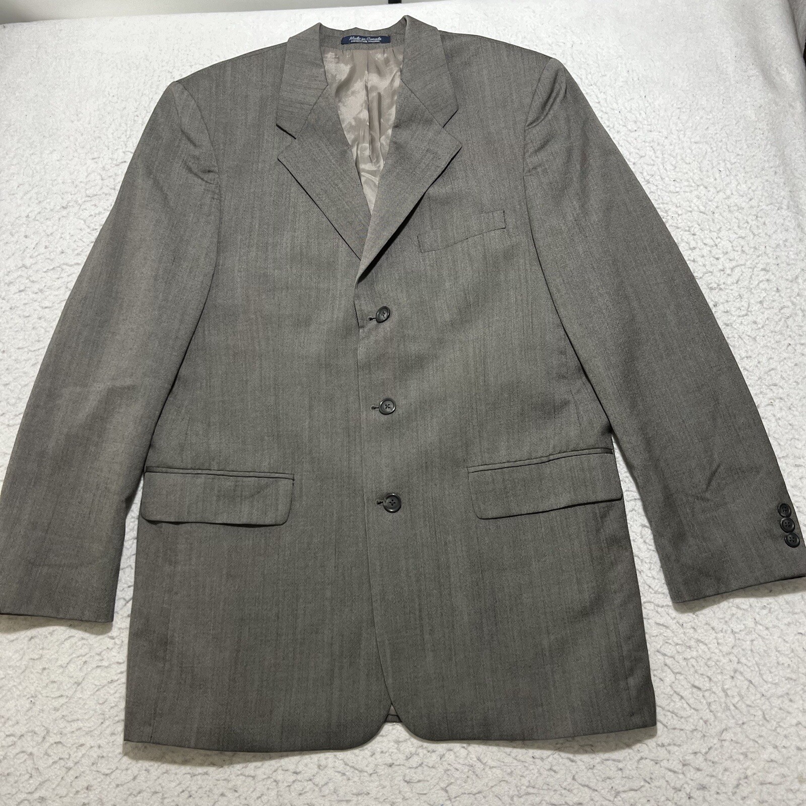 Vintage Kasper Men's 42 Long Pure Wool Suit Jacket Gr… Gem