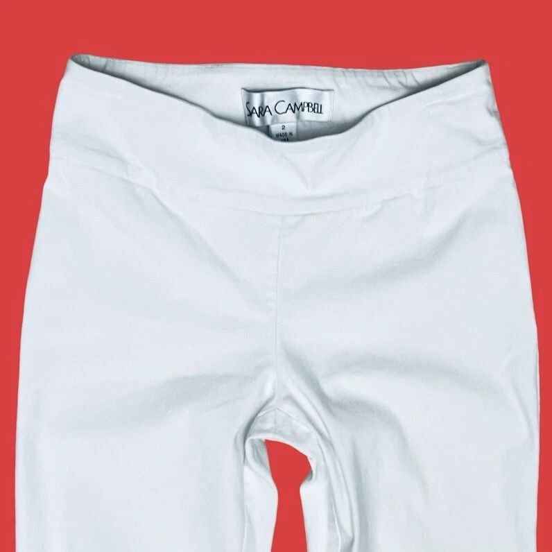 Pantalones Sara Campbell The Sheri Blancos Pull On Elastizados Cortos Hechos/USA 2 Foto 3 de 4