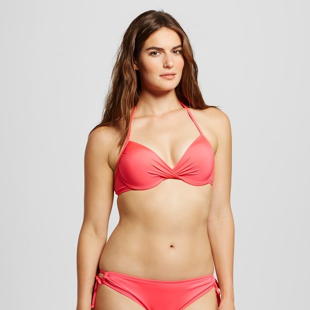 coral push up bikini