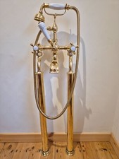 Aston Matthews Free Standing Traditional RAW Brass Bath Shower Mixer Tap on Legs