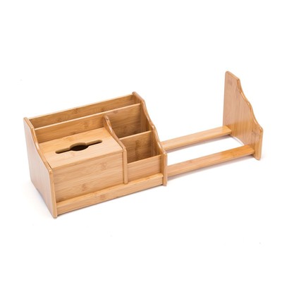 THY COLLECTIBLES Bamboo Desk Organizer with Extendable Storage Multi-Function...