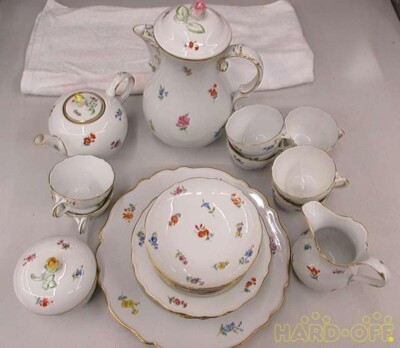 MEISSEN tableware set Scattered flower 22 piece milk pot teapot teacup white