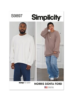 Simplicity 9897 UNISEX SWEATSHIRT 2 LÄNGEN Schnittmuster Gr. XS - XXL EASY