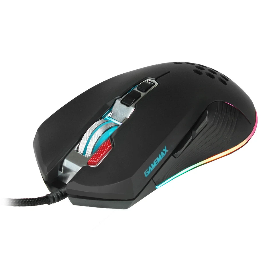 PC Gaming Mouse Rainbow RGB LED USB Wired 8 Buttons 800-6400DPI Razor Rapid Fire - Image 4 of 4