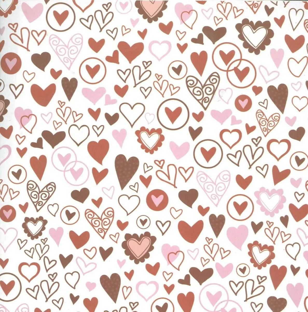 HEARTS 12 x 12 Valentine Valentine's Day Red Pink Heart Love Scrapbook Paper