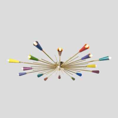 Wall Chandelier 16 Arm Multi Color Shade Lights Brass Sputnik Ceiling Lamp