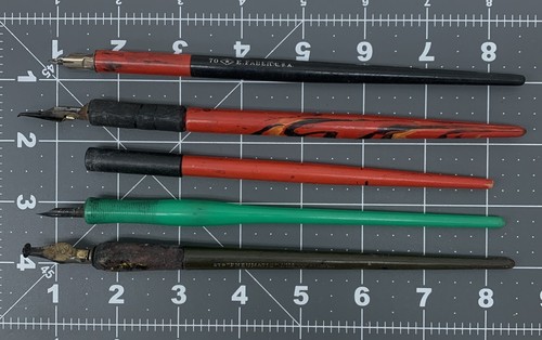 Vintage Faber Ink Dip Pens Nibs Calligraphy Tips 5 Piece Mixed Lot