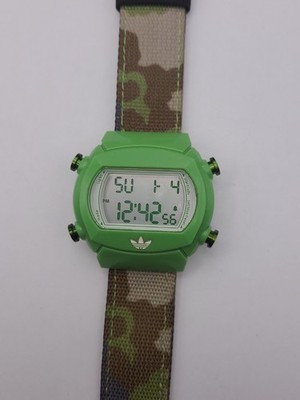Adidas Digital Watch LCD Display Green Case New Battery Working
