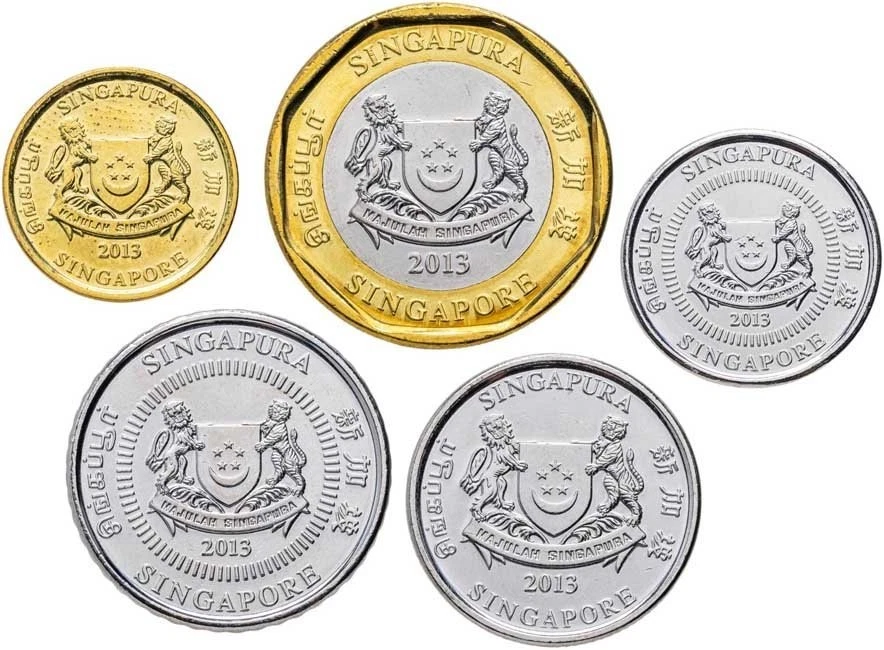 新加坡。 硬币套装#2(5枚硬币。 aUnc-Unc)2013 — 第 2/2 张图片