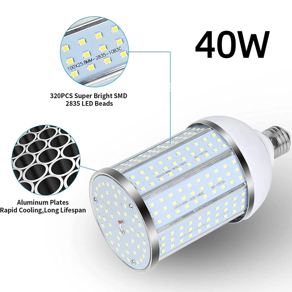 1000W Equivalent LED Corn Light Bulb 100W/60W/40W 6000K Cool Daylight White E26 - Image 4 of 4