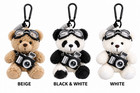 Cute Teddy Bear Camera Plush Keychain Pilot Goggles Bag Charm Gift