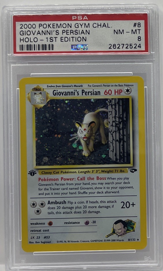 2000 POKEMON GYM CHALLENGE GIOVANNI'S PERSIAN 8/132 HOLO 1ST EDITION PSA 8